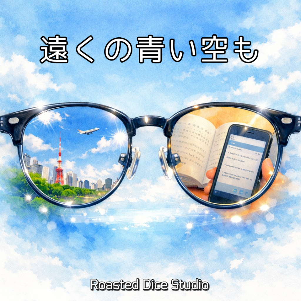 遠くの青い空も